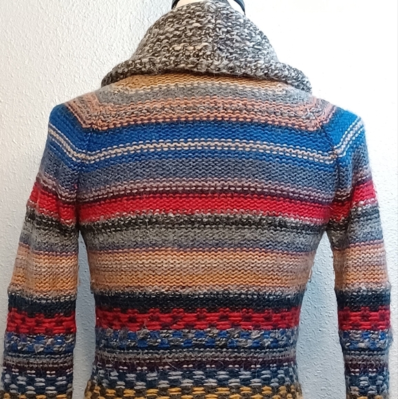 Wilfred Free Whimsical Wool Alpaca Blend Full Zip Striped Knit Sweater Cardigan - Picture 6 of 12